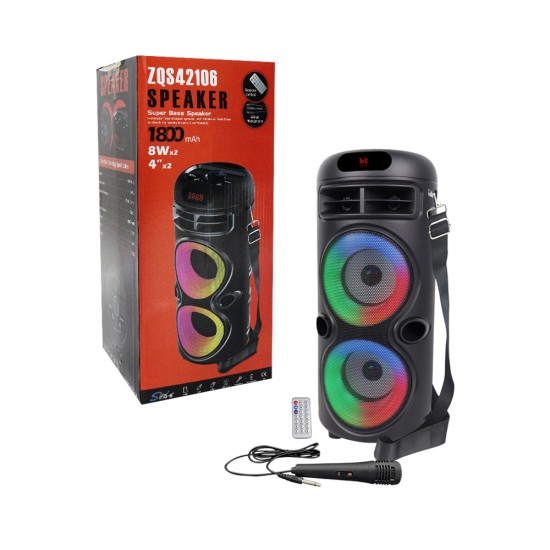 Sing-e Portable Wireless Speaker ZQS42106 with Mic and Remote Control Black